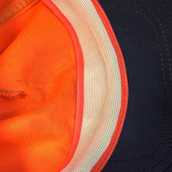 Vintage USA made floppy puffy trucker SnapBack hat full 6 panel blaze orange cap - Picture 13 of 15